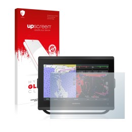 Front side of a product packaging with the brand logo upscreen. Next to it is the device Garmin GPSMAP 8412xsv shown with the 