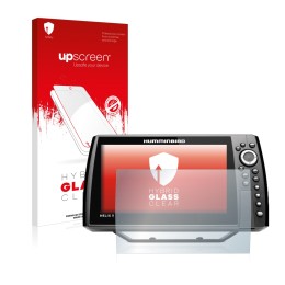 Front side of a product packaging with the brand logo upscreen. Next to it is the device Humminbird Helix 9 CHIRP MSI+ GPS G4N