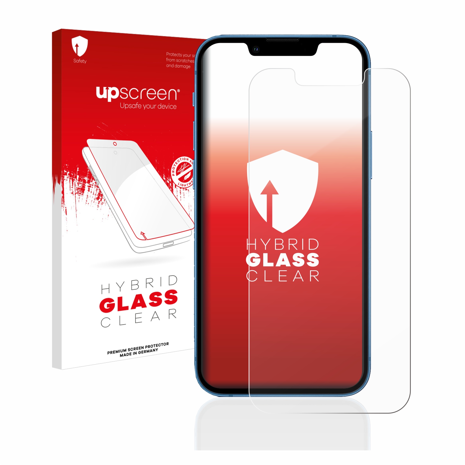 upscreen Hybrid Glass Clear Premium Protector pantalla de cristal vidrio  para Apple iPhone 13 mini (Trasero)