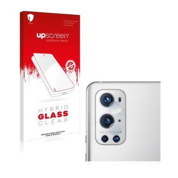 Front side of a product packaging with the brand logo upscreen. Next to it is the device OnePlus 9 Pro (ONLY Camera Lens) show