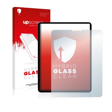 Vorderseite einer Produktverpackung mit dem Markenlogo upscreen. Daneben ist das Gerät Apple iPad Pro 11