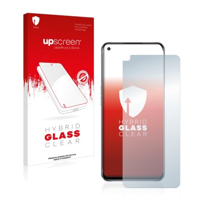 Front side of a product packaging with the brand logo upscreen. Next to it is the device Oppo A54 5G shown with the correspond