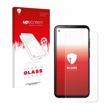 Face avant d’un emballage produit avec le logo de la marque upscreen. À côté, l’appareil Blackview BL5000 est représenté avec 