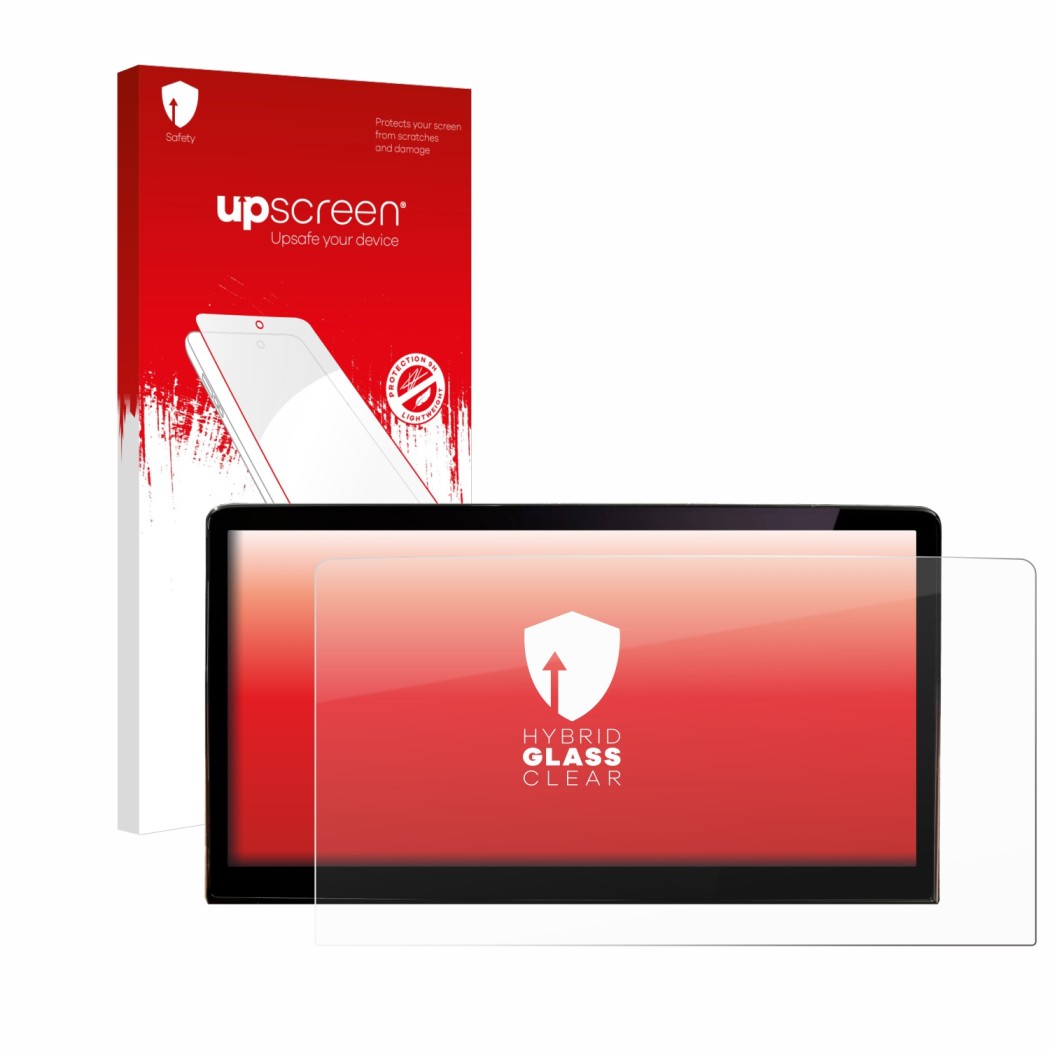 Vorderseite einer Produktverpackung mit dem Markenlogo upscreen. Daneben ist das Gerät Skoda Enyaq iV 80 2021 Infotainment Sys