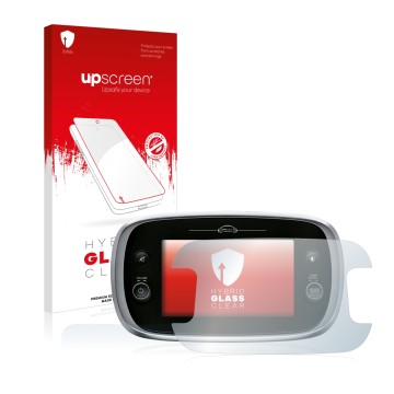 Front side of a product packaging with the brand logo upscreen. Next to it is the device Fiat 500X Uconnect 7