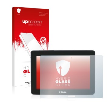 Front side of a product packaging with the brand logo upscreen. Next to it is the device Trimble GFX-750 shown with the corres