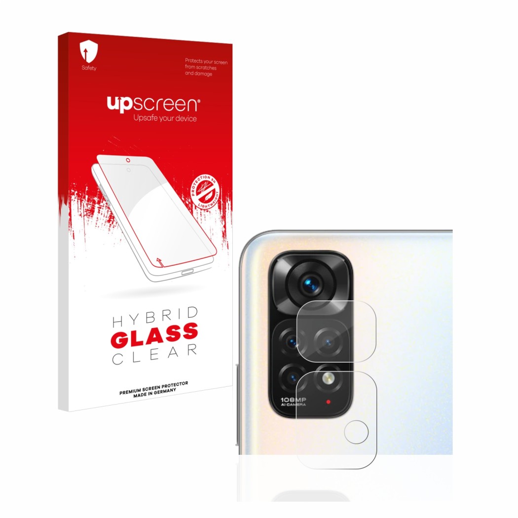 Parte frontale di una confezione del prodotto con il logo del marchio upscreen. Accanto è raffigurato il dispositivo Xiaomi Re