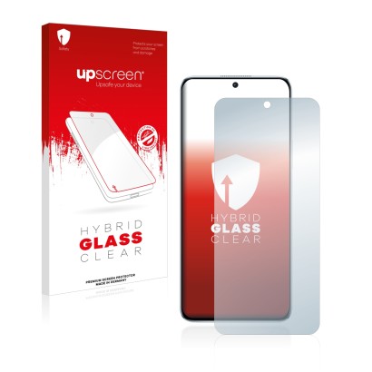 Parte frontale di una confezione del prodotto con il logo del marchio upscreen. Accanto è raffigurato il dispositivo Honor X8 