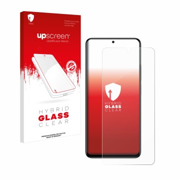 Vorderseite einer Produktverpackung mit dem Markenlogo upscreen. Daneben ist das Gerät Xiaomi Redmi Note 11 Pro+ 5G mit dem zu