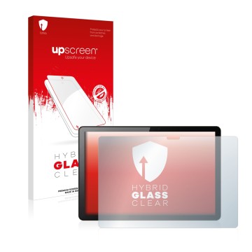 Vorderseite einer Produktverpackung mit dem Markenlogo upscreen. Daneben ist das Gerät Lenovo Tab M10 (3. Gen.) mit dem zugehö