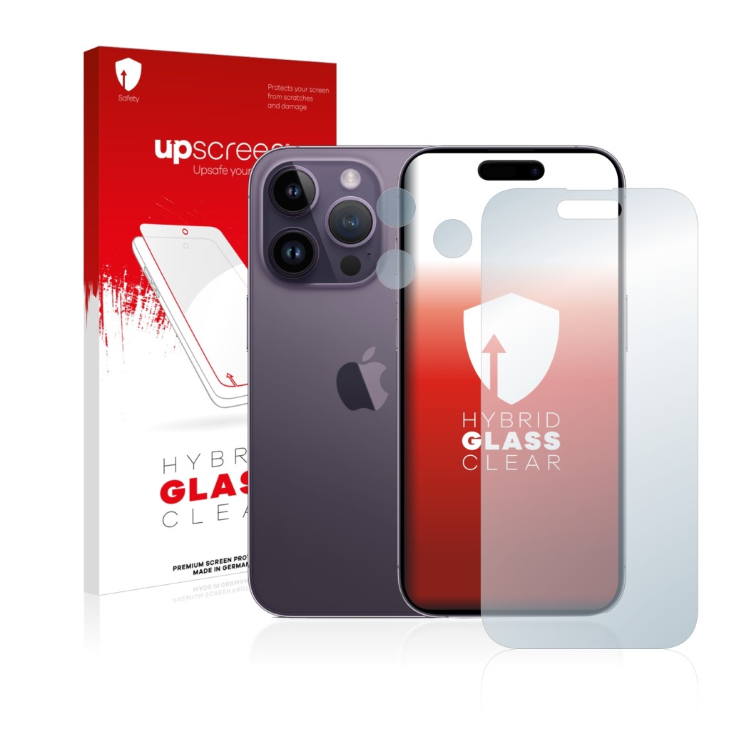 upscreen Hybrid Glass Clear Premium Protector pantalla de cristal vidrio  para Apple iPhone 14 Pro (Frontal+Cámara)