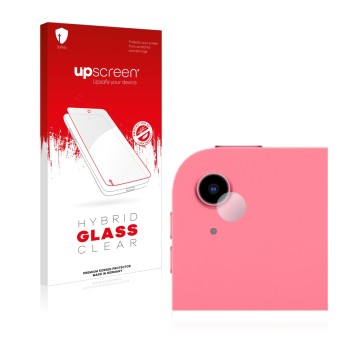 Face avant d’un emballage produit avec le logo de la marque upscreen. À côté, l’appareil Apple iPad 10.9