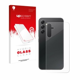 Front side of a product packaging with the brand logo upscreen. Next to it is the device Samsung Galaxy A34 5G (Back) shown wi