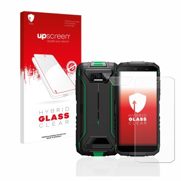 Front side of a product packaging with the brand logo upscreen. Next to it is the device Doogee S41 Pro (Front+Camera) shown w