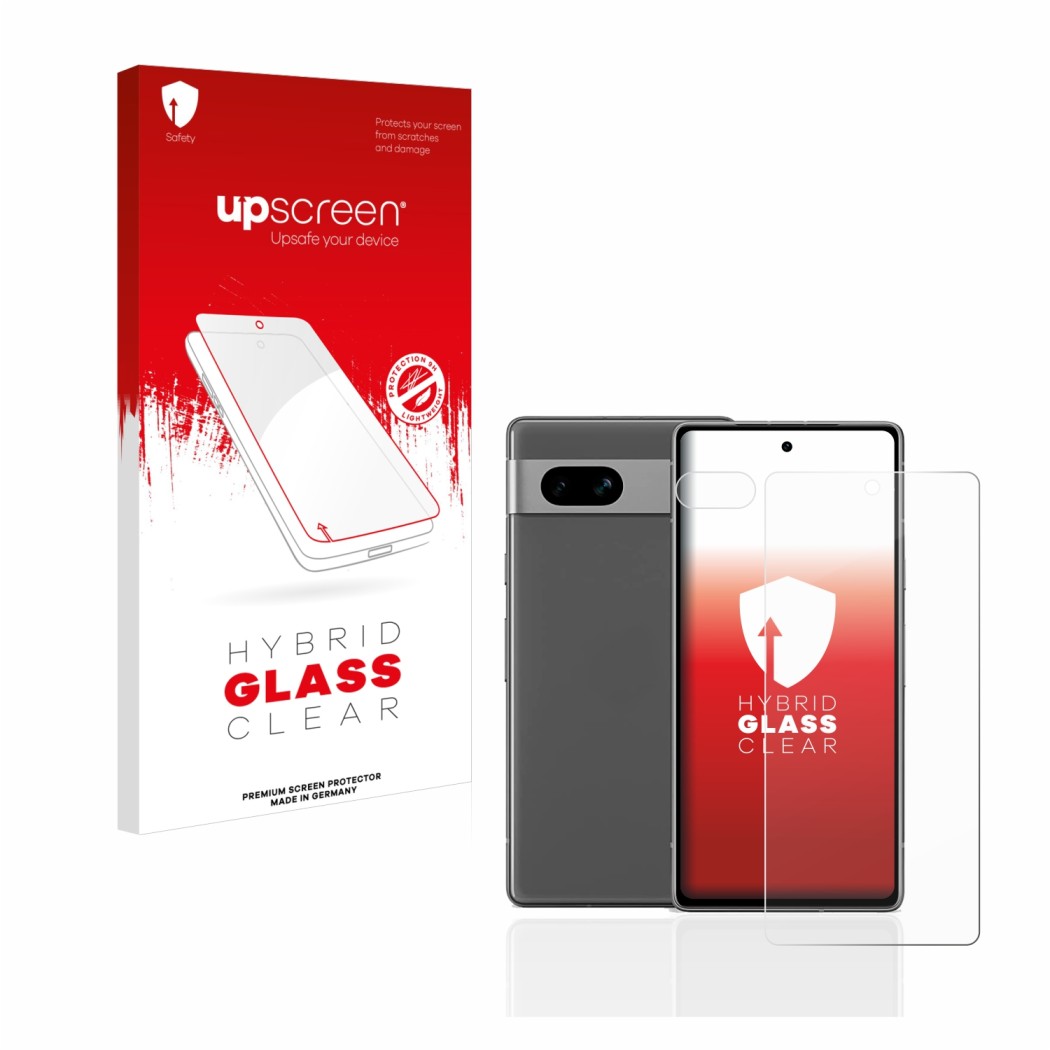 upscreen Hybrid Glass Clear Premium Protector pantalla de cristal vidrio  para Google Pixel 7a (Frontal+Cámara)