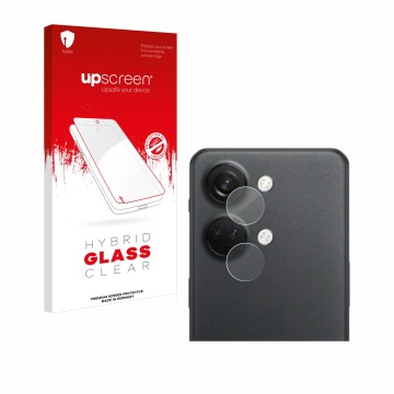 Vorderseite einer Produktverpackung mit dem Markenlogo upscreen. Daneben ist das Gerät OnePlus Nord 3 5G (NUR Kameraschutz) mi