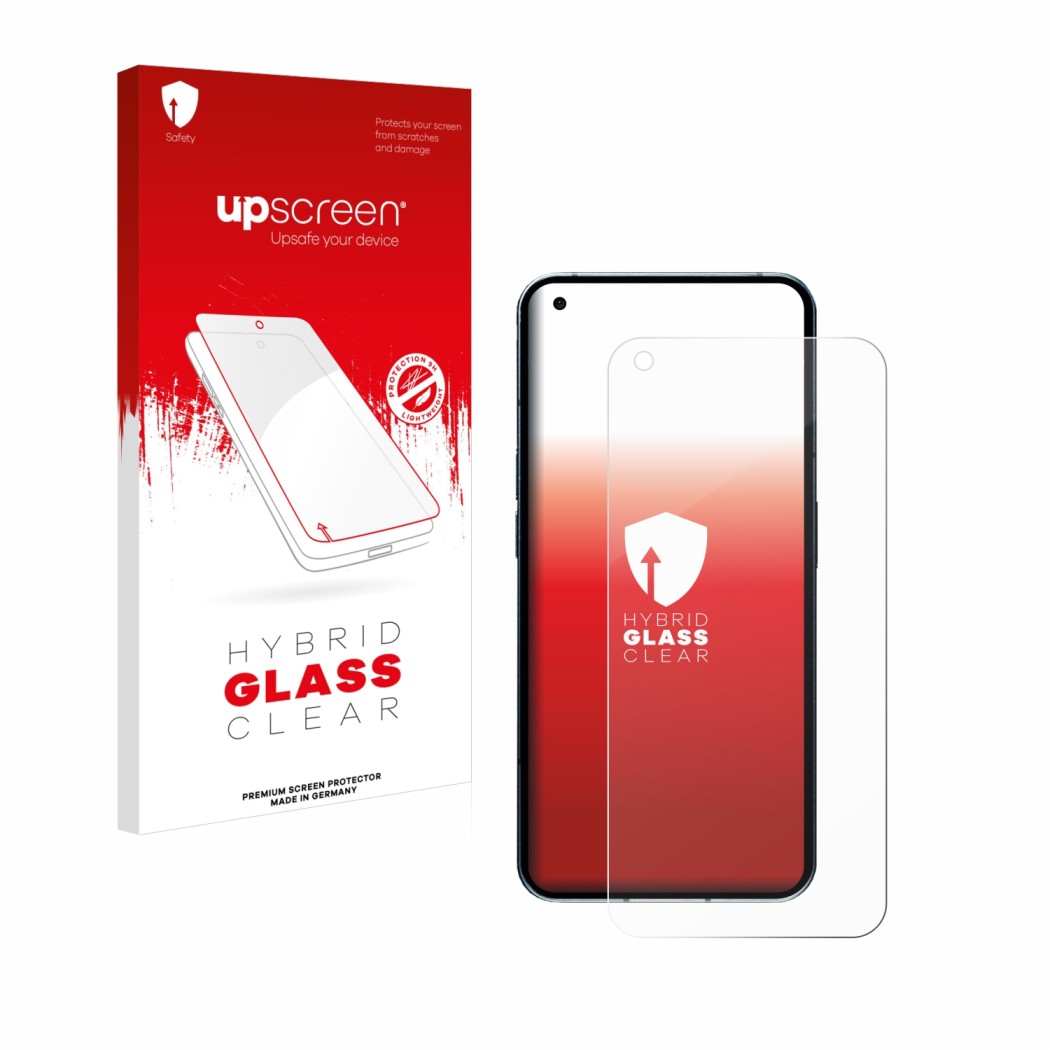 Front side of a product packaging with the brand logo upscreen. Next to it is the device Nothing Phone (1) (case-friendly) sho