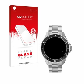 Parte frontale di una confezione del prodotto con il logo del marchio upscreen. Accanto è raffigurato il dispositivo Withings 