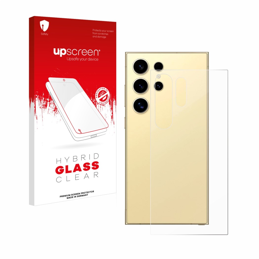 upscreen Hybrid Glass Clear Premium Protector pantalla de cristal vidrio  para Samsung Galaxy S24 Ultra (Trasero)