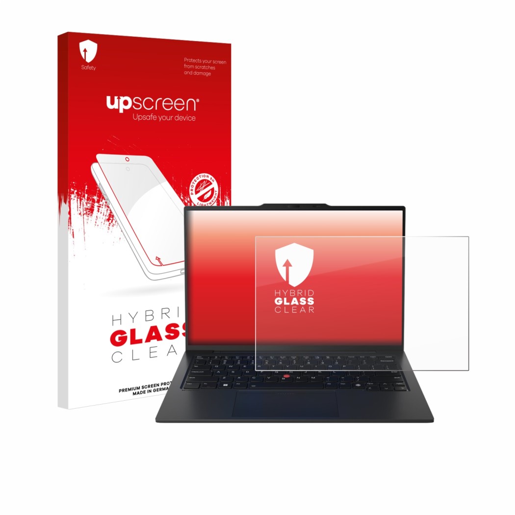 Front side of a product packaging with the brand logo upscreen. Next to it is the device Lenovo ThinkPad X1 Carbon Gen 12 14