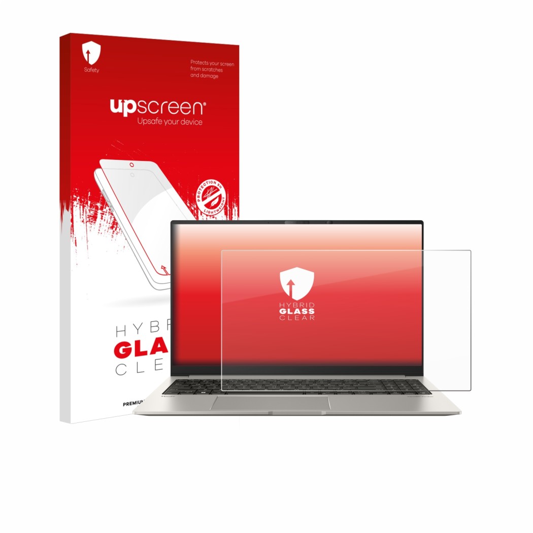 Parte frontale di una confezione del prodotto con il logo del marchio upscreen. Accanto è raffigurato il dispositivo ASUS ZenB