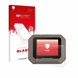 Vorderseite einer Produktverpackung mit dem Markenlogo upscreen. Daneben ist das Gerät Garmin Xero C1 Pro mit dem zugehörigen 