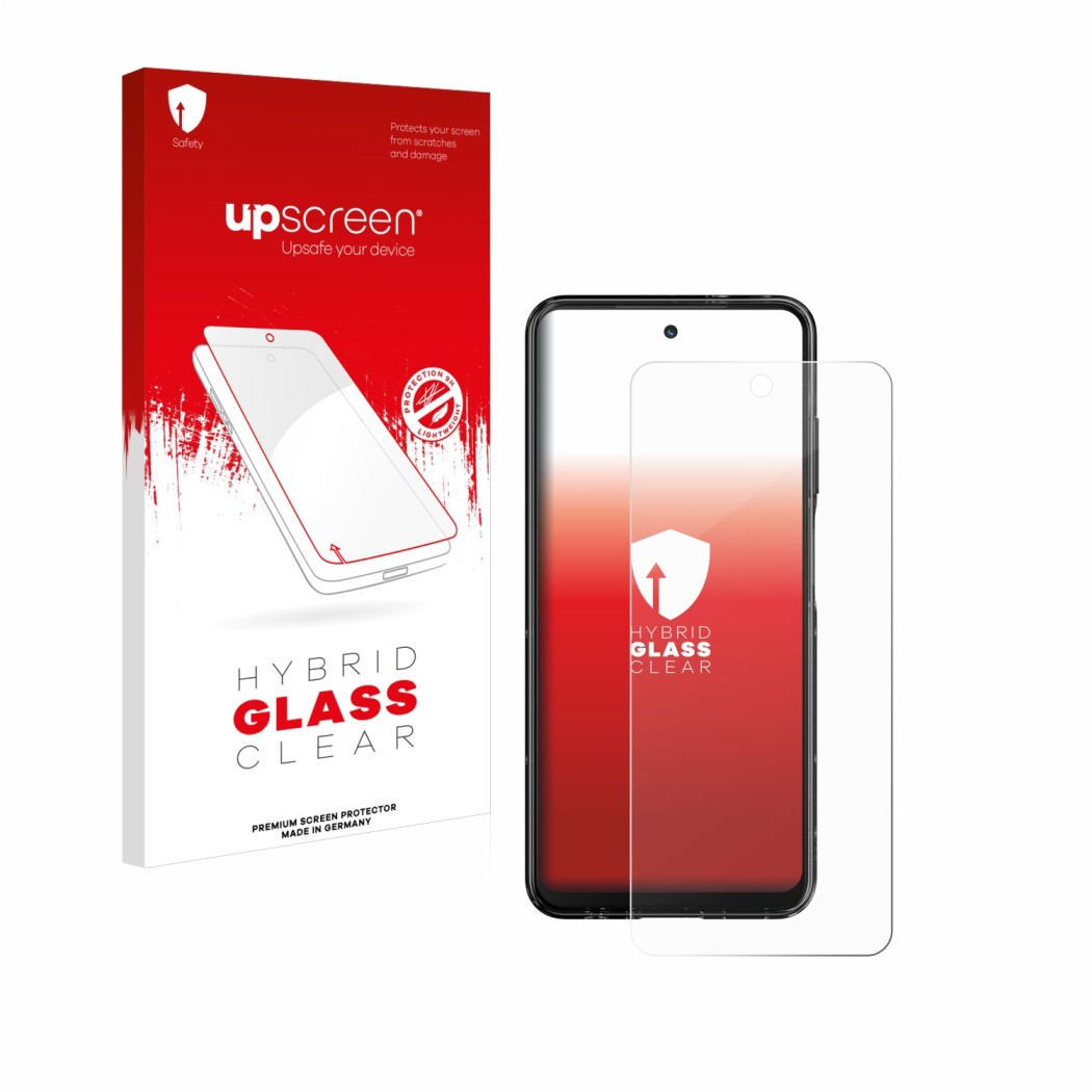 Front side of a product packaging with the brand logo upscreen. Next to it is the device HMD Fusion shown with the correspondi
