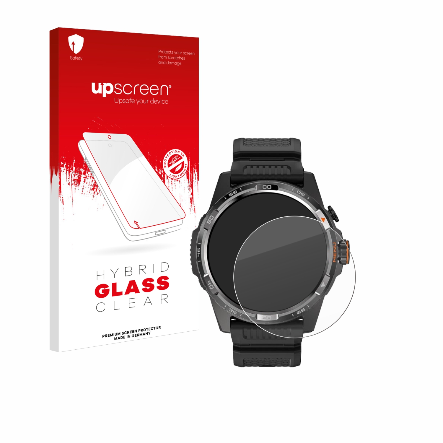 upscreen Hybrid Glass Clear Premium Glass Screen Protector for Mobvoi Ticwatch Atlas protectionfilms24