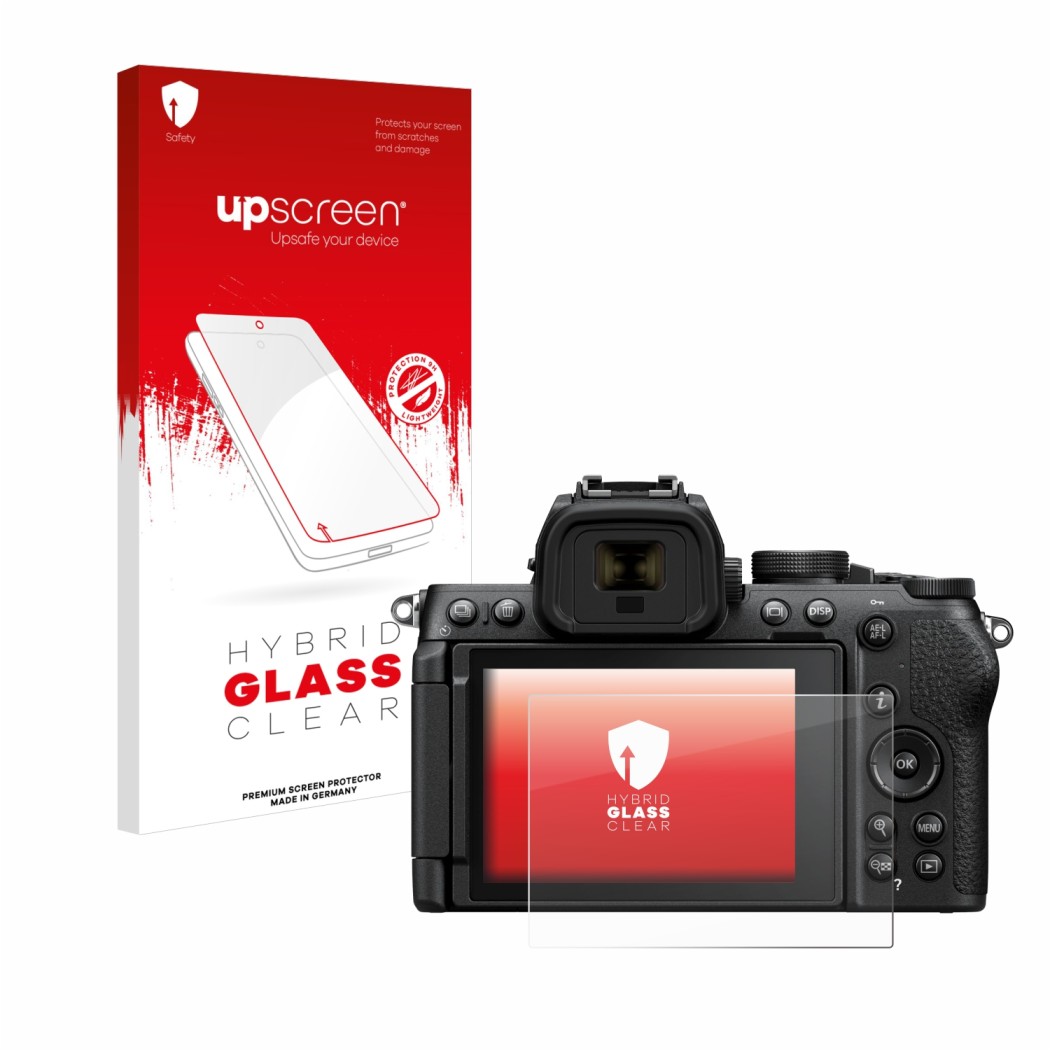 Front side of a product packaging with the brand logo upscreen. Next to it is the device Nikon Z50 II shown with the correspon