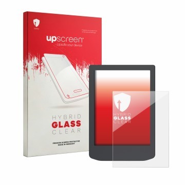 Parte frontale di una confezione del prodotto con il logo del marchio upscreen. Accanto è raffigurato il dispositivo PocketBoo