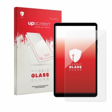 Vorderseite einer Produktverpackung mit dem Markenlogo upscreen. Daneben ist das Gerät Honor Pad X7 mit dem zugehörigen Displa