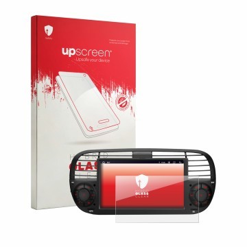 Face avant d’un emballage produit avec le logo de la marque upscreen. À côté, l’appareil Xtrons IA7250FLBS est représenté avec