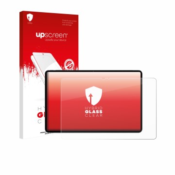 Parte frontal de un envase de producto con el logotipo de la marca upscreen. Al lado se muestra el dispositivo VALE V12X LTE-8