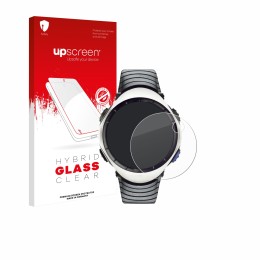 Face avant d’un emballage produit avec le logo de la marque upscreen. À côté, l’appareil Suunto Regatta est représenté avec la