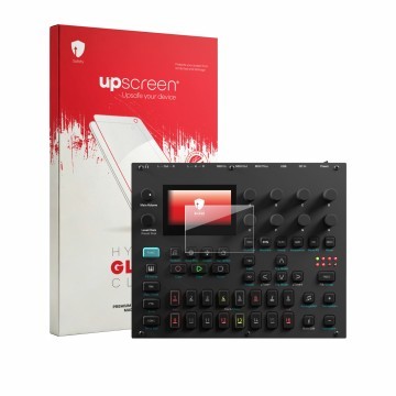 Front side of a product packaging with the brand logo upscreen. Next to it is the device Elektron Digitone II shown with the c