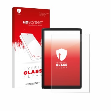 Vorderseite einer Produktverpackung mit dem Markenlogo upscreen. Daneben ist das Gerät Ainmel AMLC12 10.1