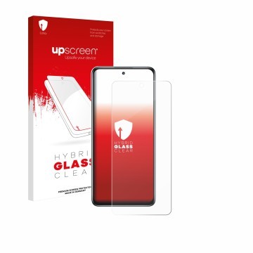 Vorderseite einer Produktverpackung mit dem Markenlogo upscreen. Daneben ist das Gerät Huawei Nova Y73 mit dem zugehörigen Dis