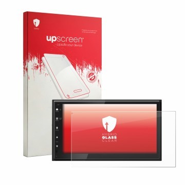 Vorderseite einer Produktverpackung mit dem Markenlogo upscreen. Daneben ist das Gerät Kenwood DMX5023DAB mit dem zugehörigen 