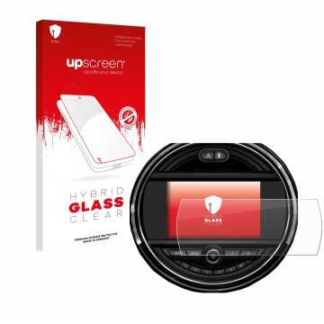 Vorderseite einer Produktverpackung mit dem Markenlogo upscreen. Daneben ist das Gerät Mini Clubman 2018 - 2020 mit dem zugehö