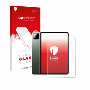 Vorderseite einer Produktverpackung mit dem Markenlogo upscreen. Daneben ist das Gerät Xiaomi Pad 8 Pro (Display+Kamera) mit d