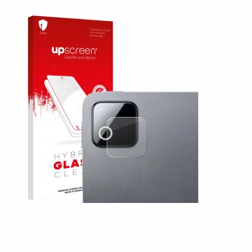 Face avant d’un emballage produit avec le logo de la marque upscreen. À côté, l’appareil Xiaomi Pad 8 Pro (Caméra UNIQUEMENT) 