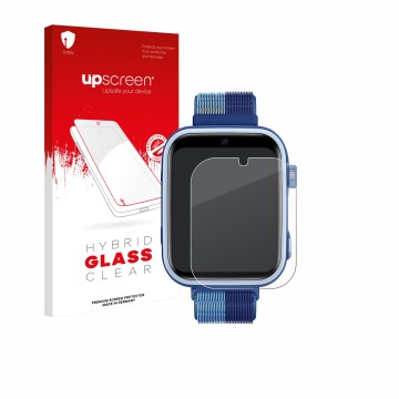 Parte frontale di una confezione del prodotto con il logo del marchio upscreen. Accanto è raffigurato il dispositivo Oliimptek