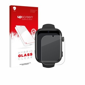 Front side of a product packaging with the brand logo upscreen. Next to it is the device Aimiuvei Kids Smartwatch shown with t