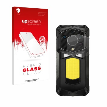 Parte frontale di una confezione del prodotto con il logo del marchio upscreen. Accanto è raffigurato il dispositivo Ulefone A