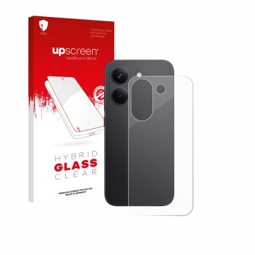 Front side of a product packaging with the brand logo upscreen. Next to it is the device Xiaomi Poco X8 Pro (Back) shown with 