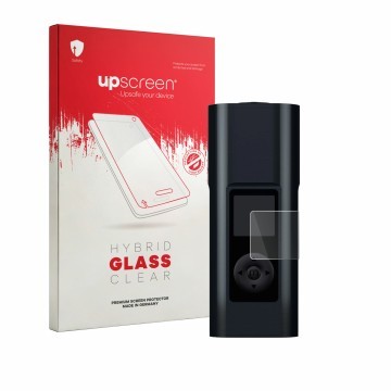 Vorderseite einer Produktverpackung mit dem Markenlogo upscreen. Daneben ist das Gerät Arizer Solo 3 V2 mit dem zugehörigen Di