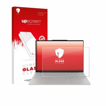Vorderseite einer Produktverpackung mit dem Markenlogo upscreen. Daneben ist das Gerät Lenovo Yoga Slim 7i Gen 11 Aura Edition