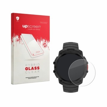 Parte frontale di una confezione del prodotto con il logo del marchio upscreen. Accanto è raffigurato il dispositivo Polar Str