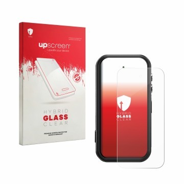 Face avant d’un emballage produit avec le logo de la marque upscreen. À côté, l’appareil Fossibot F116 Pro 5G est représenté a