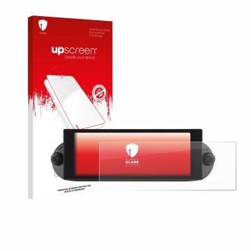 Front side of a product packaging with the brand logo upscreen. Next to it is the device Essgoo Android Autoradio 6.86